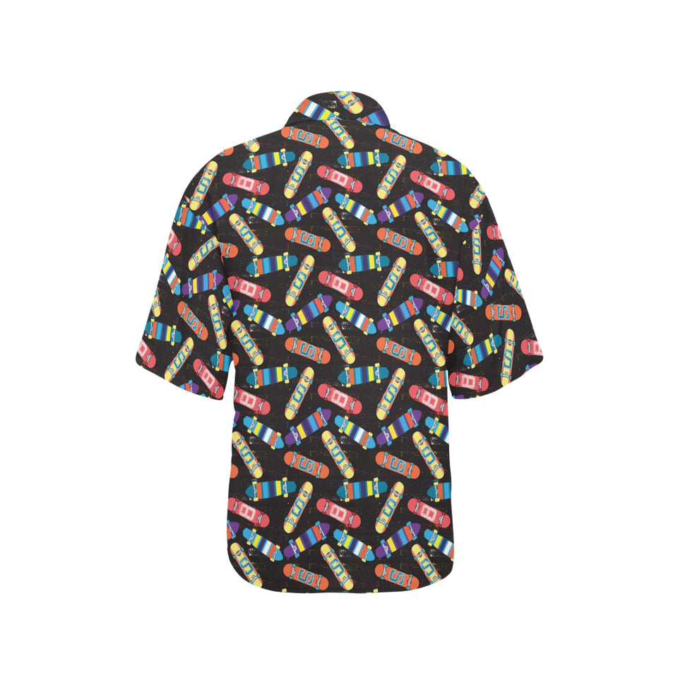 Skate Board Pattern Print Design 02 Women's All Over Print Hawaiian Shirt