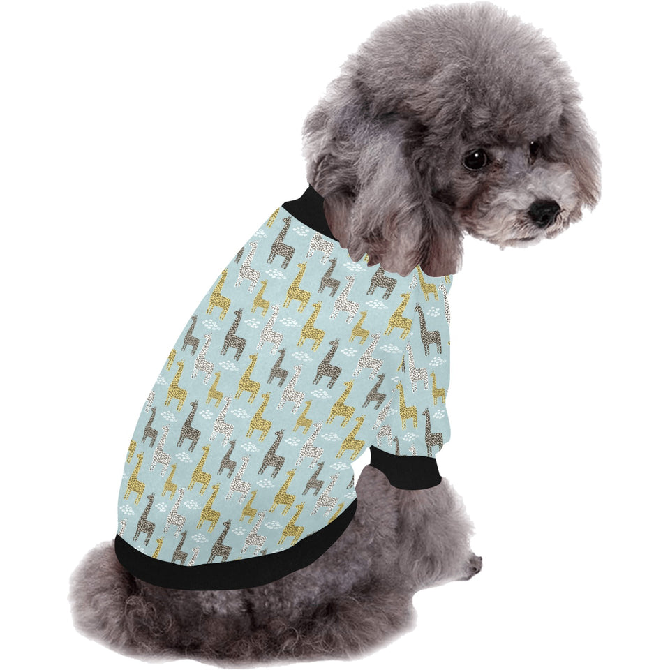 Giraffe Pattern Print Design 03 All Over Print Pet Dog Round Neck Fuzzy Shirt