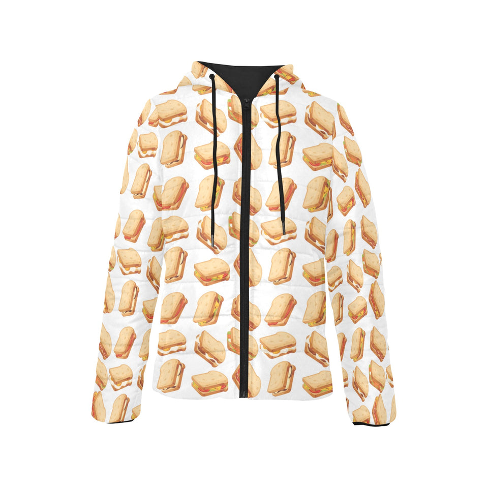 Sandwich Pattern Print Design 01 Women's Padded Hooded Jacket