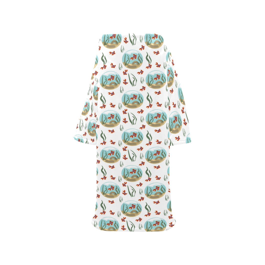 Goldfish Pattern Print Design 01 Blanket Robe with Sleeves