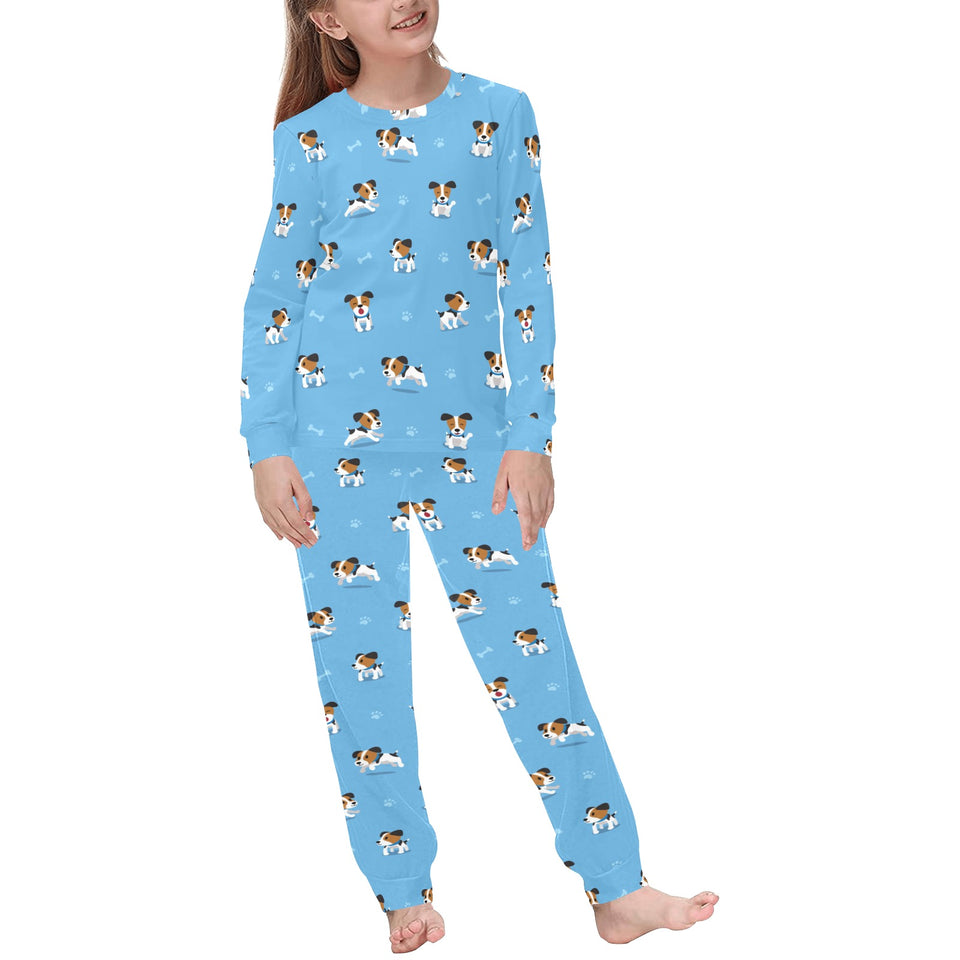 Jack Russel Pattern Print Design 04 Kids' Boys' Girls' All Over Print Pajama Set