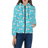 Seagull Pattern Print Design 02 Women's Padded Hooded Jacket