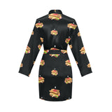 Sandwich Pattern Print Design 03 Women's Long Sleeve Belted Night Robe