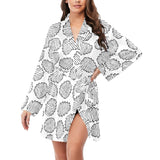 Potato Chips Pattern Print Design 03 Women's Long Sleeve Belted Night Robe