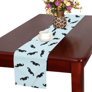 Mustache Beard Pattern Print Design 03 Table Runner