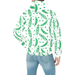 Green Peas Pattern Print Design 01 Men's Padded Hooded Jacket(ModelH42)