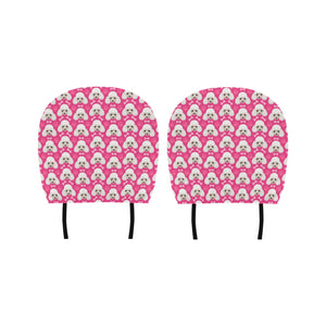 Poodle Pattern Pink background Car Headrest Cover