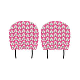 Poodle Pattern Pink background Car Headrest Cover