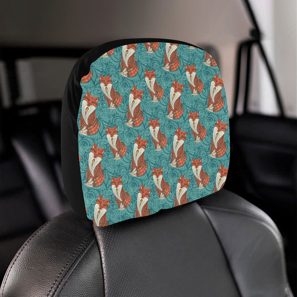 Fox Tribal Pattern Background Car Headrest Cover