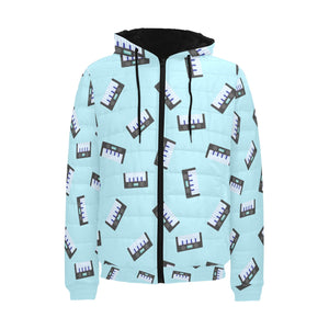 Piano Pattern Print Design 05 Men's Padded Hooded Jacket(ModelH42)