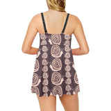 Snail Pattern Print Design 03 Chest Sexy Pleated Two Piece Swim Dress