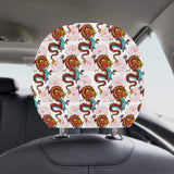 Red Dragon Hibiscus Pattern Car Headrest Cover