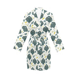 Stingray Pattern Print Design 03 Women's Long Sleeve Belted Night Robe