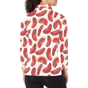 Grapefruit Pattern Women's Long Sleeve Polo Shirt