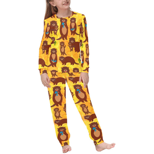 Otter Pattern Kids' Boys' Girls' All Over Print Pajama Set