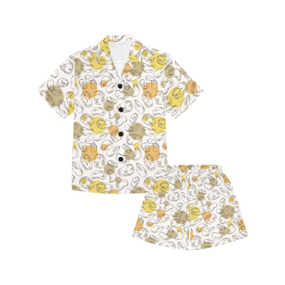 Potato Chips Pattern Print Design 02 Kids' Boys' Girls' V-Neck Short Pajama Set
