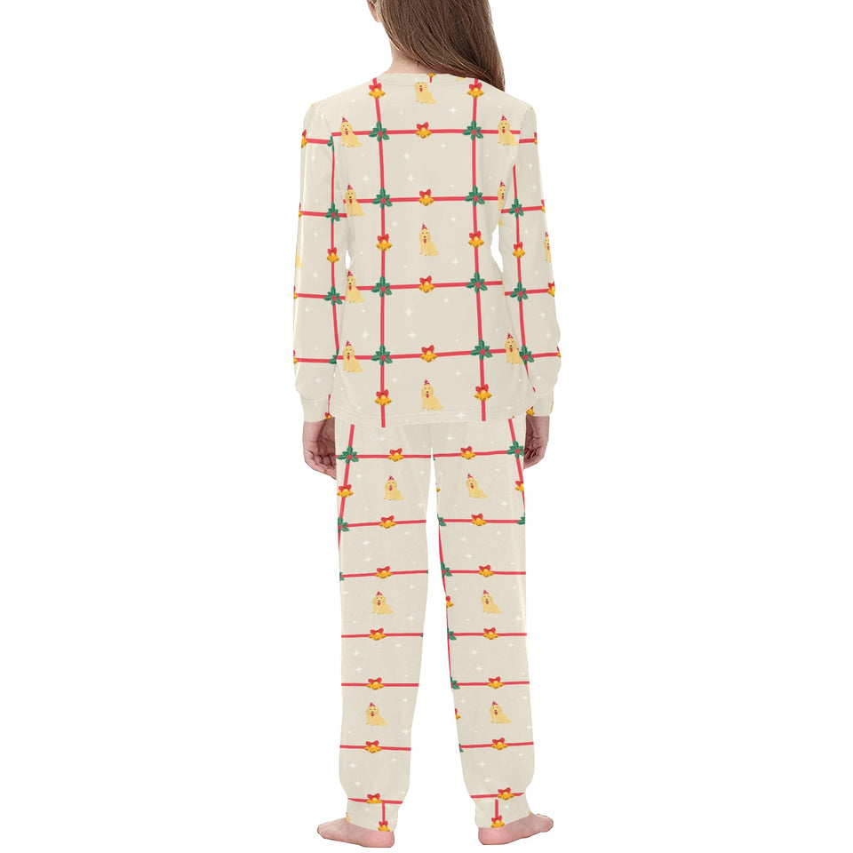 Golden Retriever Pattern Print Design 01 Kids' Boys' Girls' All Over Print Pajama Set