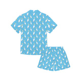 Pelican Pattern Print Design 02 Kids' Boys' Girls' V-Neck Short Pajama Set