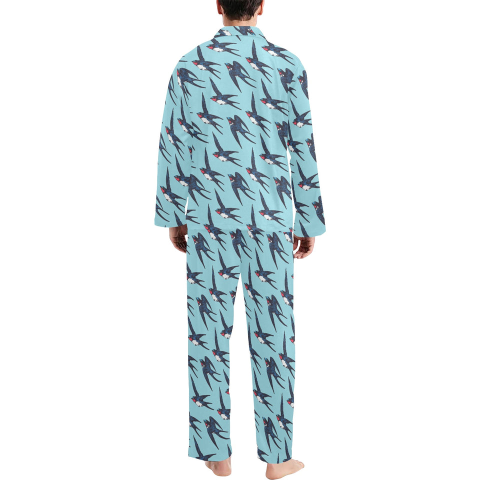 Swallow Pattern Print Design 01 Men's Long Pajama Set