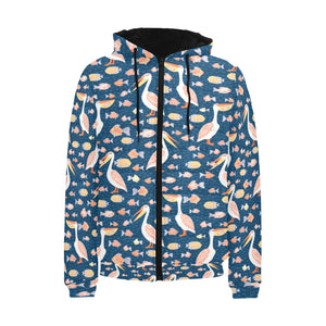 Pelican Pattern Print Design 01 Men's Padded Hooded Jacket(ModelH42)