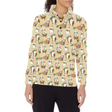 Guinea Pig Pattern Print Design 02 Women's Long Sleeve Polo Shirt