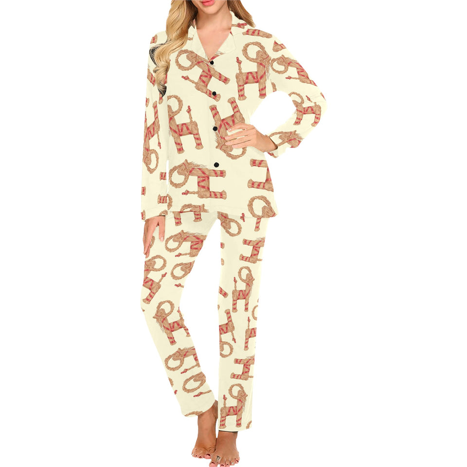 Yule Goat or Christmas goat Pattern Women's Long Pajama Set