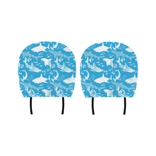 Shark Pattern Blue Theme Car Headrest Cover