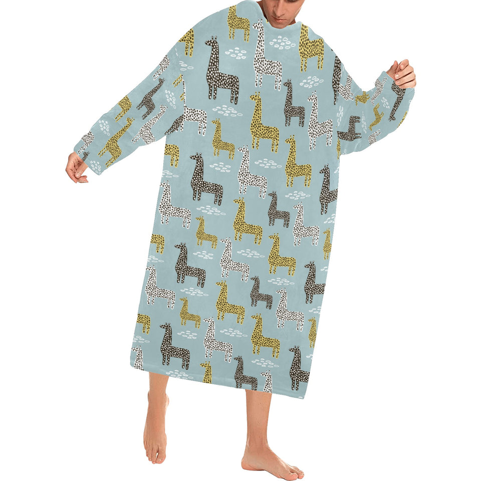 Giraffe Pattern Print Design 03 Blanket Robe with Sleeves