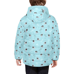 Ostrich Pattern Print Design 05 Kids' Boys' Girls' Padded Hooded Jacket