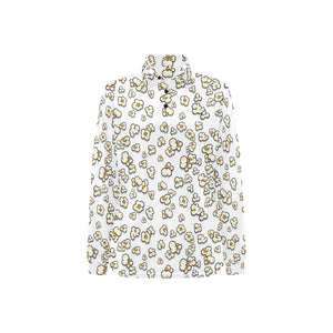 Popcorn Pattern Print Design 04 Women's Long Sleeve Polo Shirt