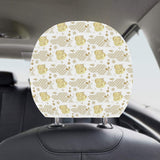 Gold Meneki Neko Lucky Cat Pattern Car Headrest Cover