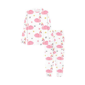 Pink Swan Pattern Kids' Boys' Girls' All Over Print Pajama Set