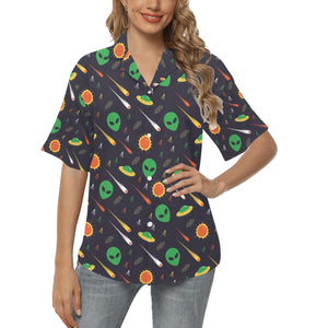 Alien Pattern Print Design 03 Women's All Over Print Hawaiian Shirt