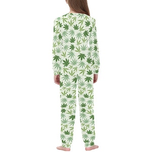 Canabis Marijuana Weed Pattern Print Design 02 Kids' Boys' Girls' All Over Print Pajama Set