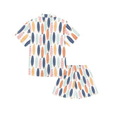 Surfboard Pattern Print Design 04 Kids' Boys' Girls' V-Neck Short Pajama Set