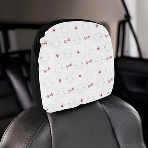 White Pomeranian Pattern Car Headrest Cover