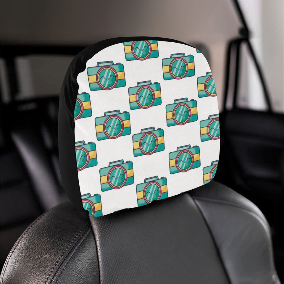 Camera Pattern Print Design 02 Car Headrest Cover