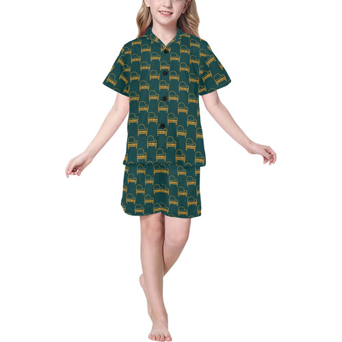 Piano Pattern Print Design 03 Kids' Boys' Girls' V-Neck Short Pajama Set