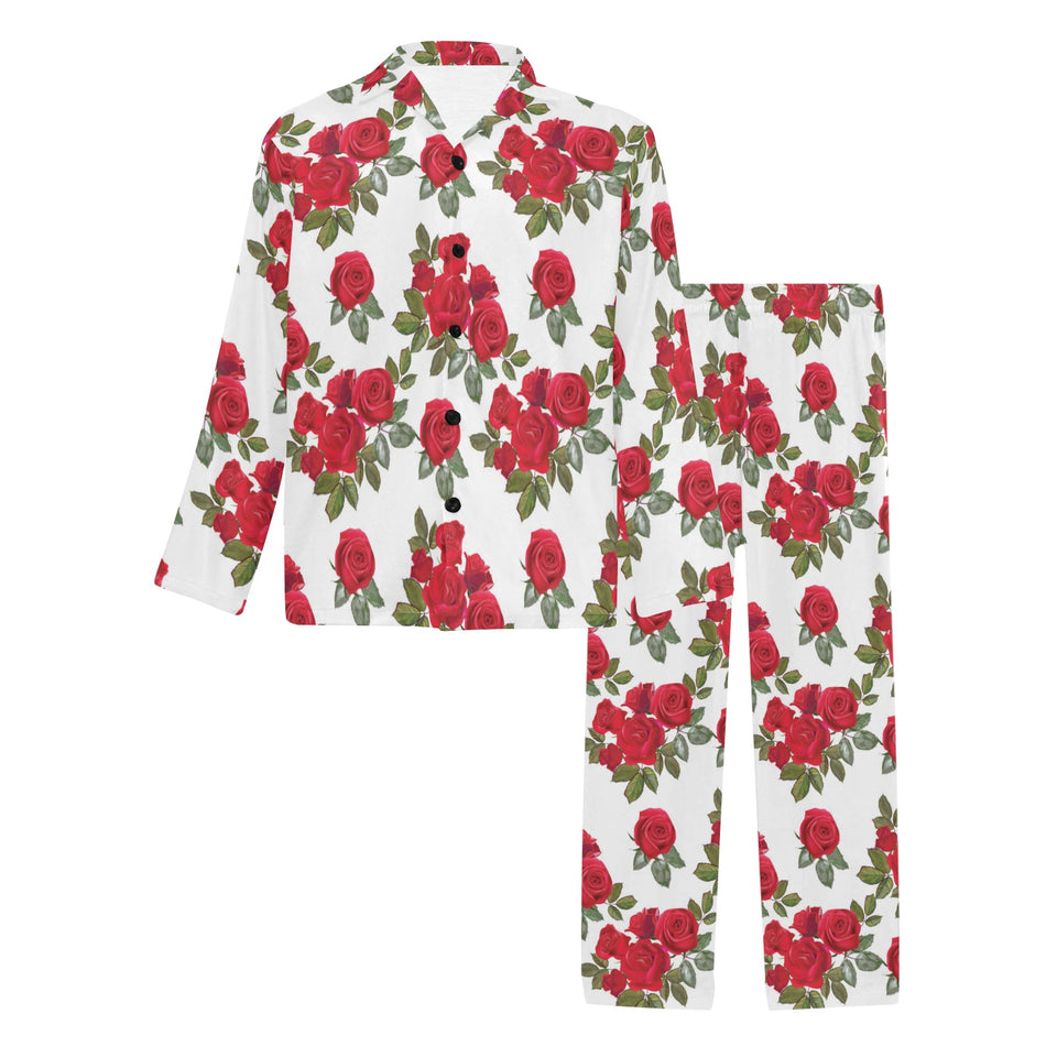 Rose Pattern Print Design 05 Men's Long Pajama Set