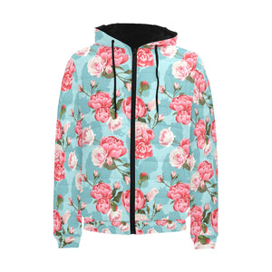 Rose Pattern Print Design 03 Men's Padded Hooded Jacket(ModelH42)