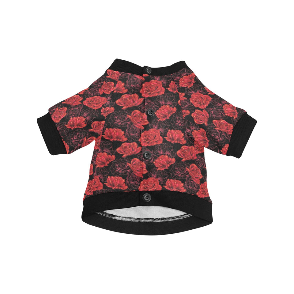 Rose Pattern Print Design 01 All Over Print Pet Dog Round Neck Fuzzy Shirt