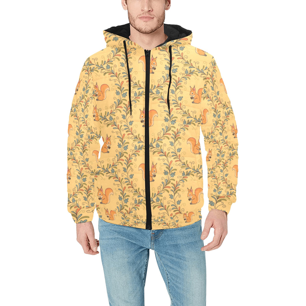 Squirrel Pattern Print Design 01 Men's Padded Hooded Jacket(ModelH42)