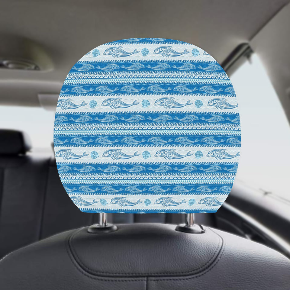 Dolphin Tribal Pattern background Car Headrest Cover