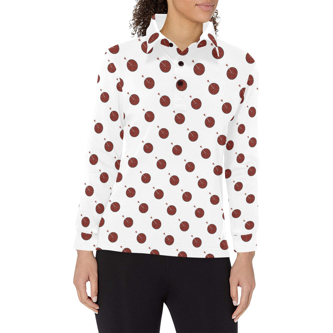 Darts Pattern Print Design 01 Women's Long Sleeve Polo Shirt