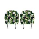 Panda Bamboo Flower Pattern Car Headrest Cover