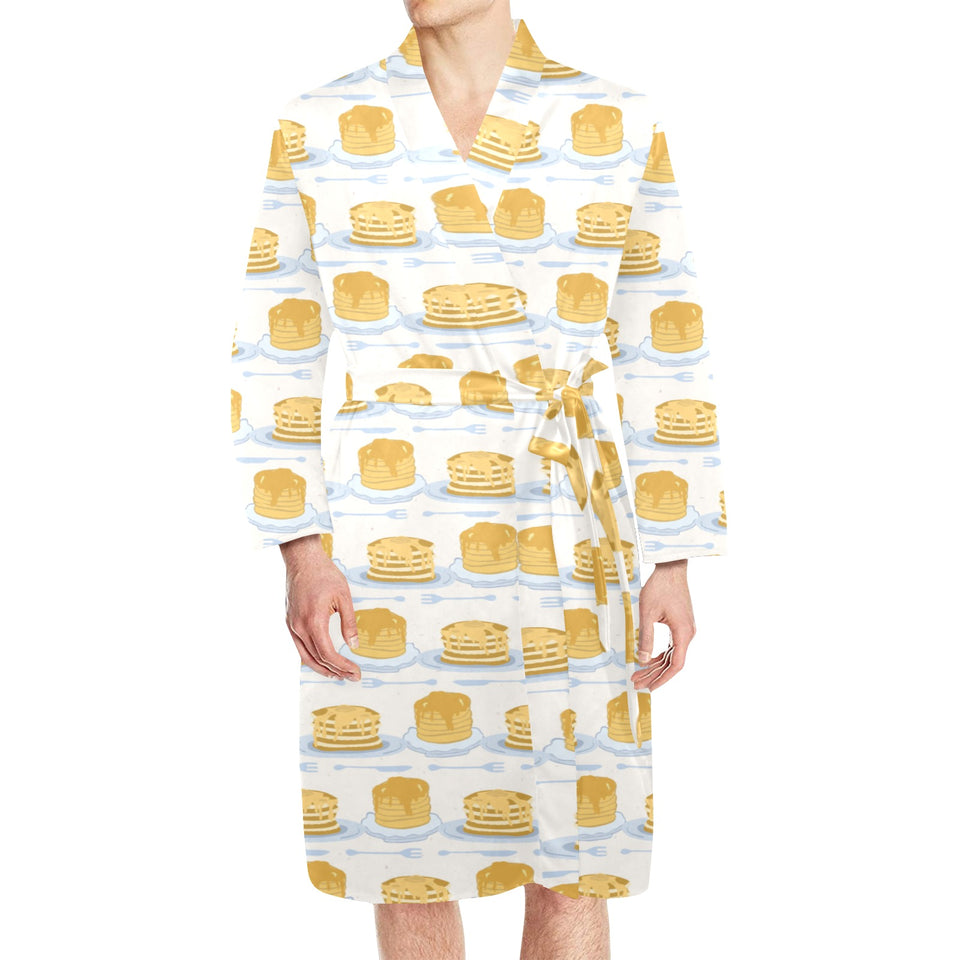 Pancake Pattern Print Design 01 Men's Long Sleeve Belted Night Robe