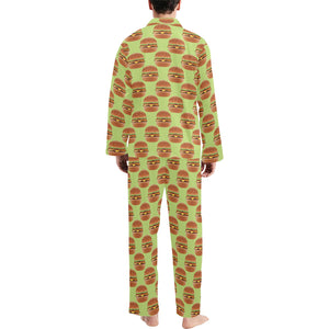 Hamburger Pattern Print Design 02 Men's Long Pajama Set