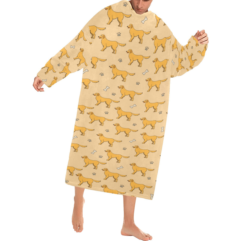 Golden Retriever Pattern Print Design 04 Blanket Robe with Sleeves