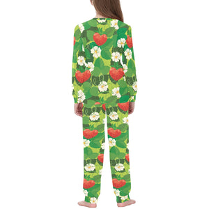 Strawberry Leaves Pattern Kids' Boys' Girls' All Over Print Pajama Set