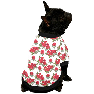 Rose Pattern Print Design 05 All Over Print Pet Dog Round Neck Fuzzy Shirt